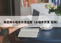 微官网小程序开发运营（小程序开发 官网）