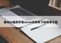 泰州小程序开发ovcm华网天下的简单介绍