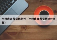 小程序开发文档组件（小程序开发文档组件名称）