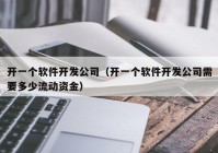 开一个软件开发公司（开一个软件开发公司需要多少流动资金）