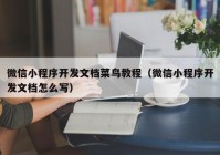 微信小程序开发文档菜鸟教程（微信小程序开发文档怎么写）