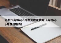 苏州市商城app开发流程及费用（苏州app开发价格表）