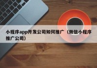 小程序app开发公司如何推广（微信小程序推广公司）