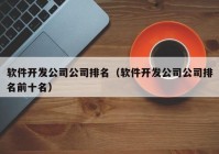 软件开发公司公司排名（软件开发公司公司排名前十名）