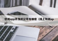 钦州app开发的公司有哪些（线上钦州app）