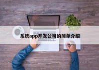 系统app开发公司的简单介绍